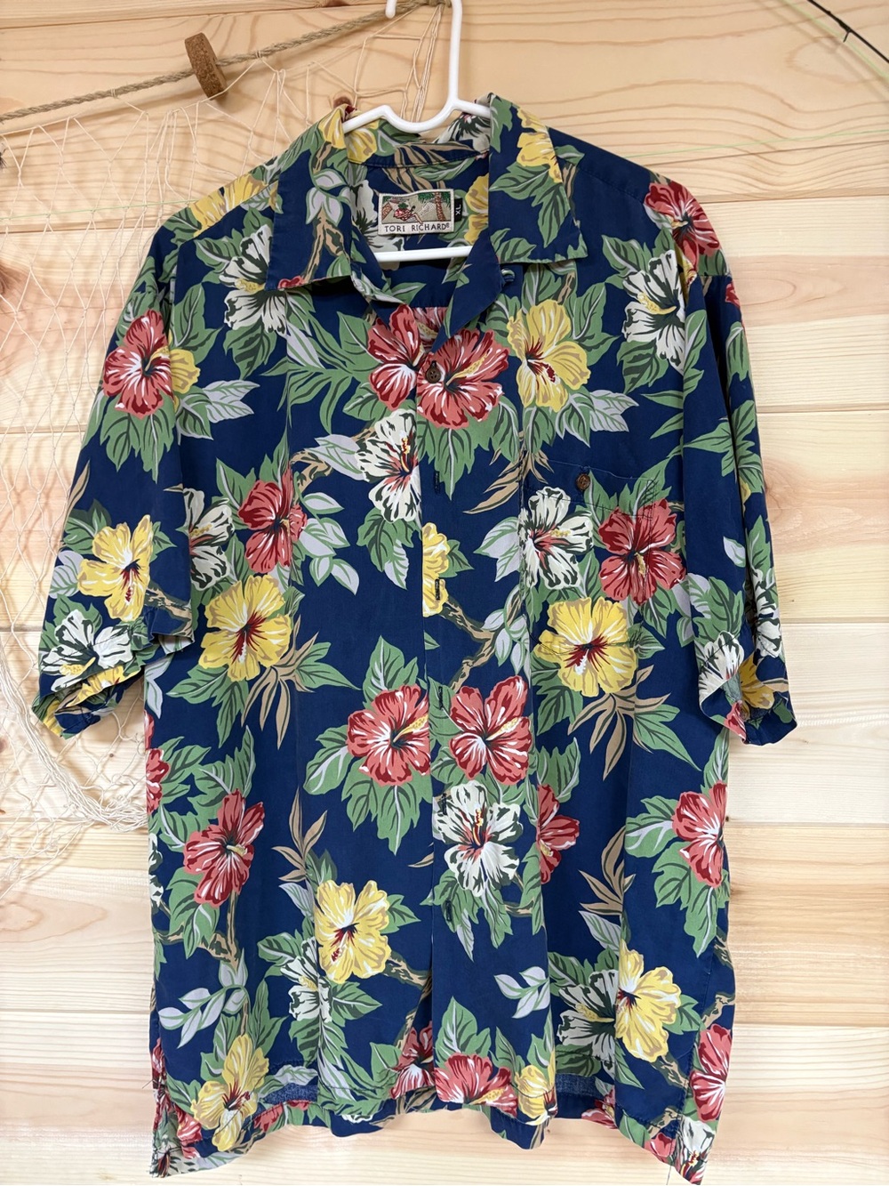 Tori Richard Navy Floral Hawaiian Button-Down Shirt